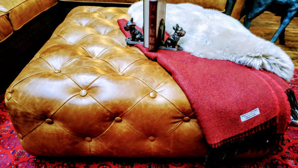 Footstool Chessington Cube Leather Brandy (110 x 110 x 39cm)