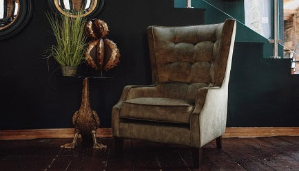 Howard Wingback Armchair Velvet Sublime Olive (73 x 88 x 122cm)