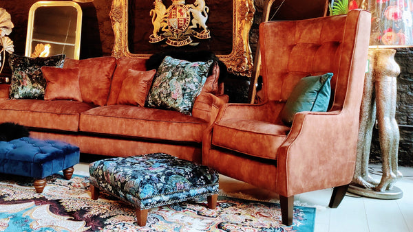 Howard Wingback Armchair Velvet Sublime Rust (73 x 88 x 122cm)