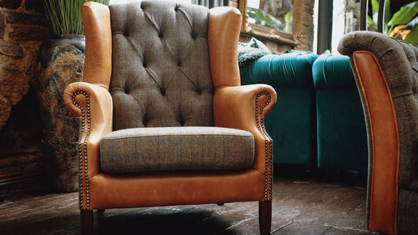 Banbury Wingback Armchair FT Harris Tweed Grey (83 x 90 x 105cm)