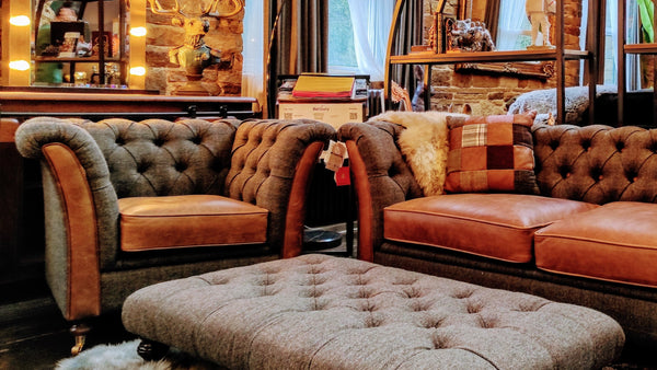 Banbury Club Armchair FT Harris Tweed Grey (100 x 87 x 77cm)