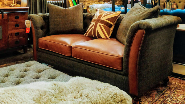 Banbury 2 Seater Sofa Harris Tweed Grey FT (186 x 80 x 75cm)