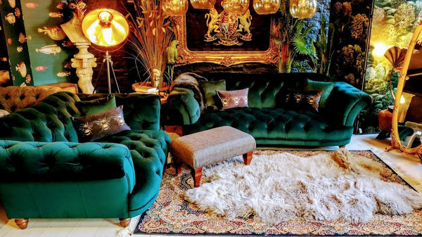 Oskar 3 Seater Sofa Velvet Teal Peacock (207 x 106 x 73cm)