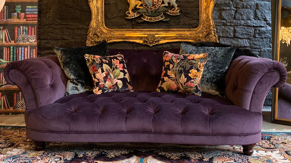 Oskar 4 Seater Sofa Velvet Aubergine (225 x 106 x 73cm)