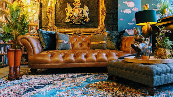 Oskar 4 Seater Sofa Leather Amalfi Brandy (225 x 106 x 73cm)