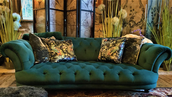 Oskar 4 Seater Sofa Velvet Teal Peacock (225 x 106 x 73cm)