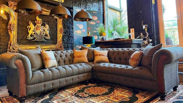 Chessington Walter 2C2 Corner Sofa FT Harris Tweed Grey (265 x 265 x 70cm)