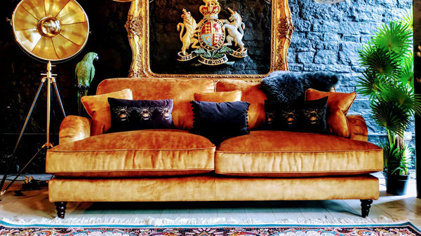 Howard 3 Seater Velvet Sublime Turmeric (190 x 96 x 97cm)