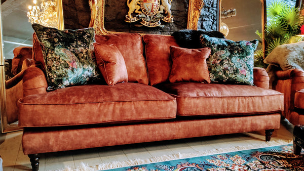 Howard 3 Seater Sofa Velvet Sublime Rust (190 x 96 x 97cm)