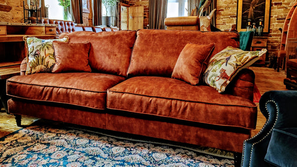 Howard 4 Seater Velvet Sublime Rust (210 x 96 x 97cm)