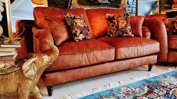 Howard 2 Seater Sofa Velvet Sublime Rust (160 x 96 x 97cm)