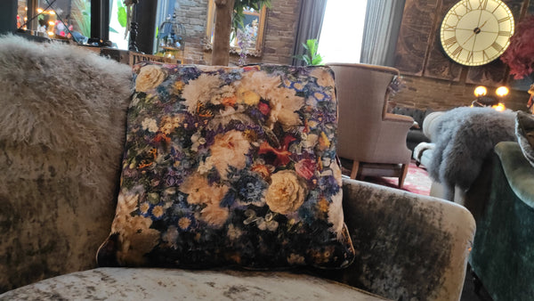 Cushion Lamour Royal Garden Sapphire Extra Large (60 x 60cm) Feather Filled