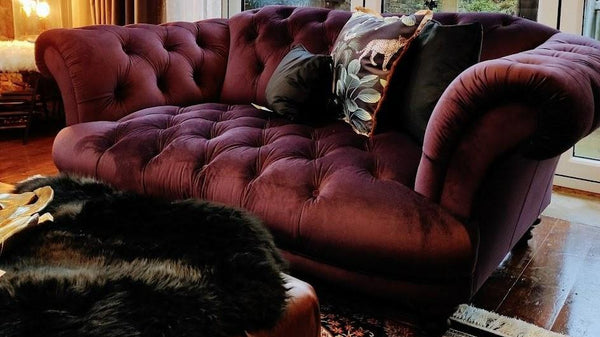 Oskar 2 Seater Sofa Velvet Aubergine (187 x 106 x 73cm)