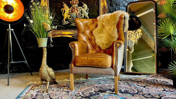 Winston Wingback Armchair Harris Tweed Thorn FT (88 x 88 x 114cm)