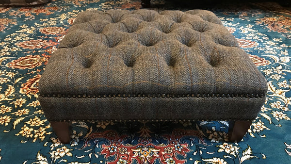 Walter Under Footstool Harris Tweed Grey (55 x 55 x 20cm)