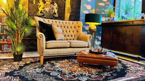 Lancaster 2 Seater Sofa FT Harris Tweed Thorn (155 x 81 x 101cm)