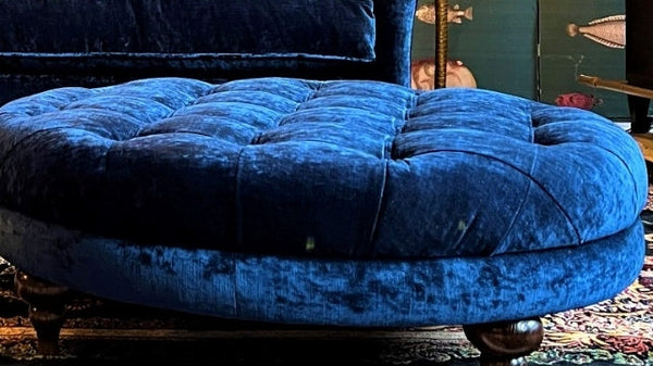 Lamour Round Footstool Eternity Sapphire (92 x 92 x 36cm)