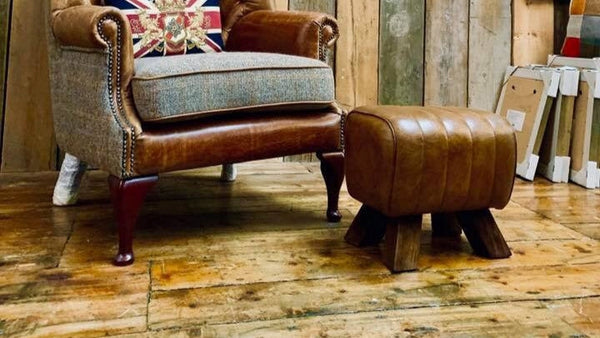 Footstool Leather Pommel Horse  (38 x 26 x 36cm)